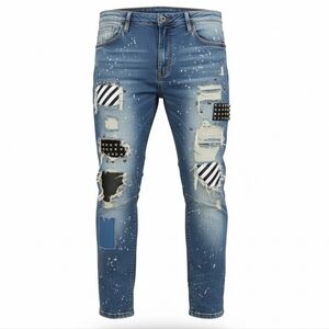 Grindhouse Men's Distressed Denim Jeans 40 x 32